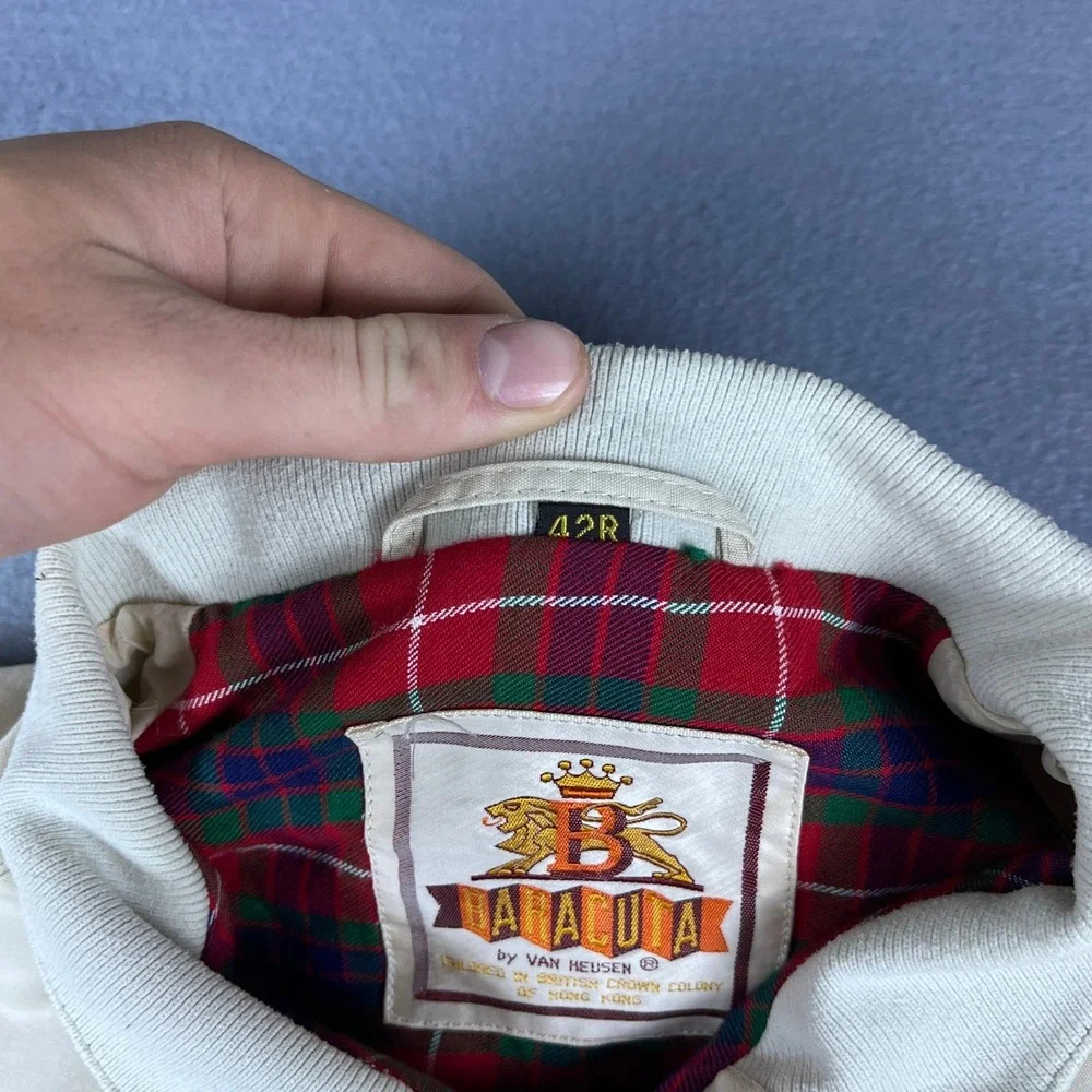 Vintage Baracuta Van Heusen Harrington G9 Jacket Cream Beige Plaid Lining 42R